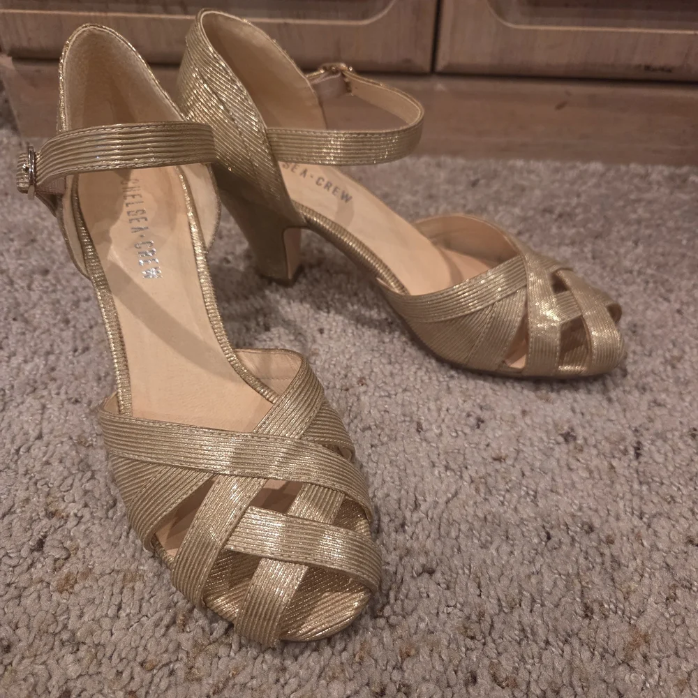 Chelsea Crew Sammy Gold Strappy Heels - Picture 2 of 5